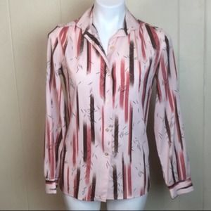 Vintage Pink and Brown Button Down Shirt